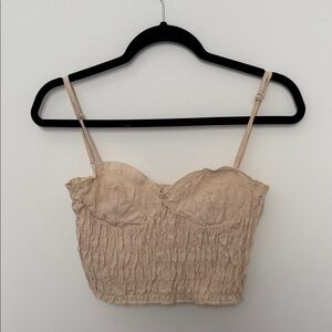 Zara Beige Checkered Fabric Top size S